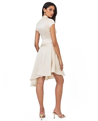 Miss Circle Women's Galina Midi Asymmetrical Satin Skirt