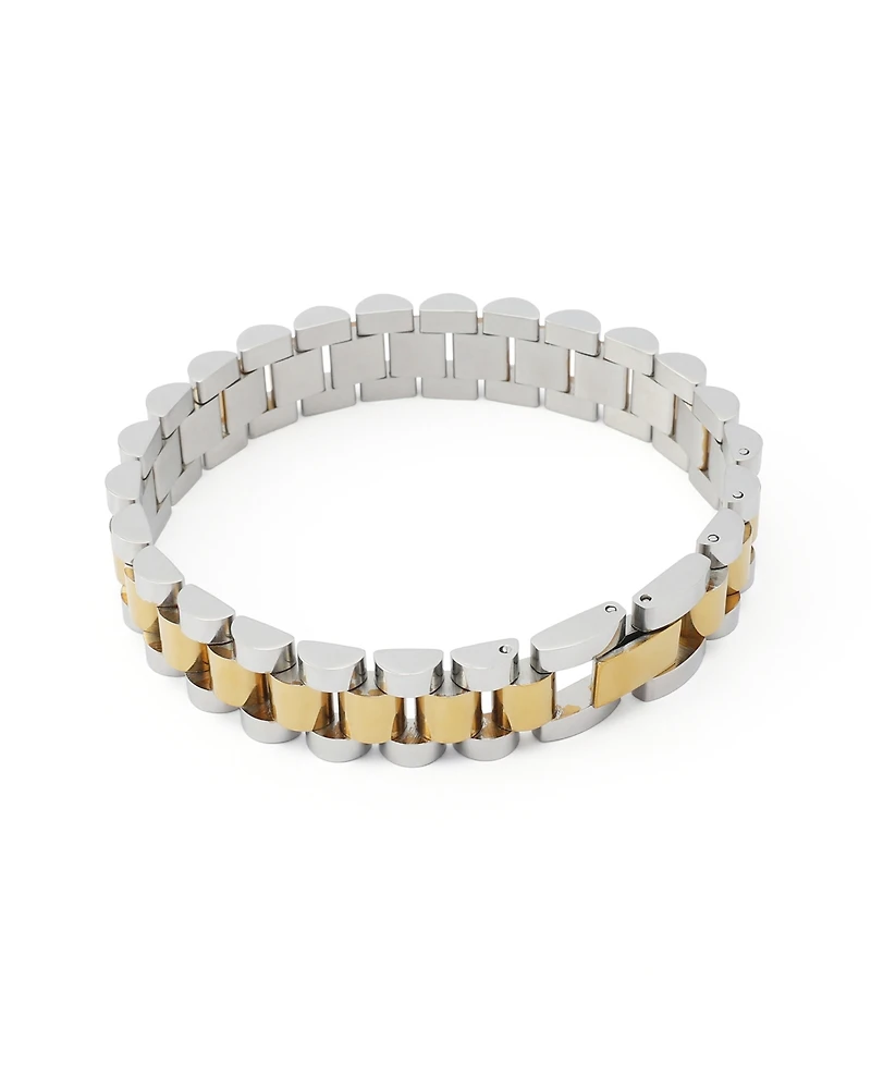 Steve Madden Women's Cubic Zirconia Two-Tone Chunky-Link Bracelet