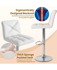 Mecale Pu Leather Upholstered Bar Stools Set of 2 with Back and Adjustable Height