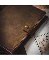 Danrong Refillable Genuine Leather Journal A5 Lined Notebook 200 Ruled Pages Card Holder Travel Diary Planner Gift