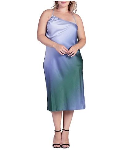 Standards & Practices Plus Avi Ombre Asymmetrical Satin Midi Dress