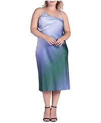 Standards & Practices Plus Avi Ombre Asymmetrical Satin Midi Dress