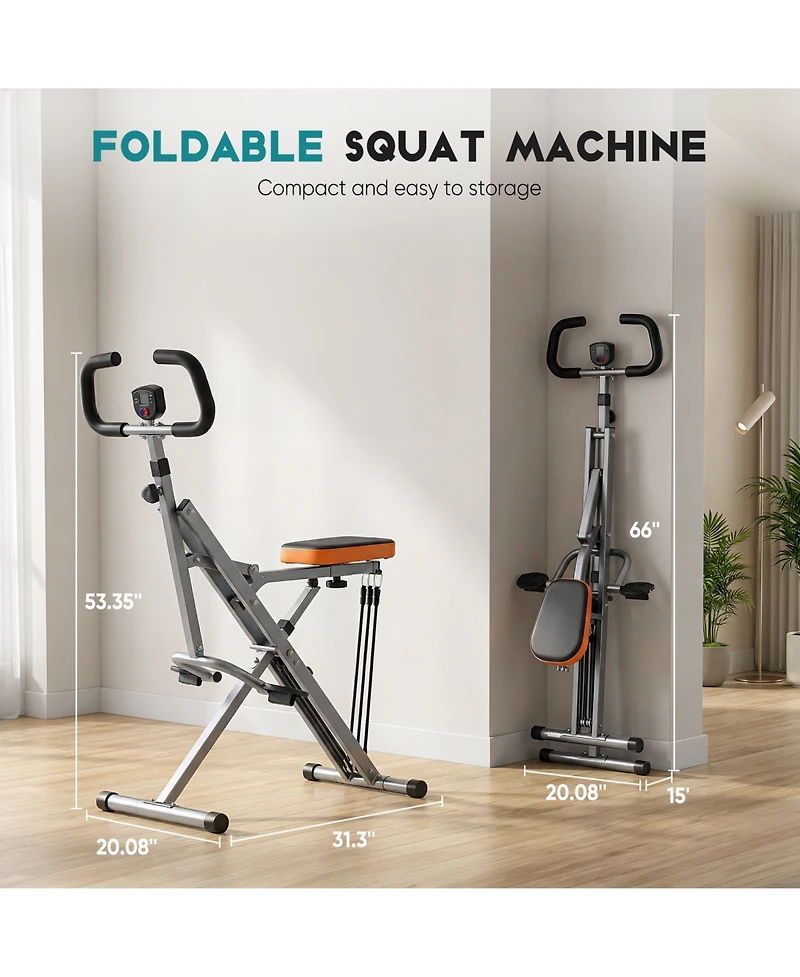 Zeny Foldable Home Squat Machine, 330lbs Weight Capacity, Adjustable Resistance Lower Body Trainer