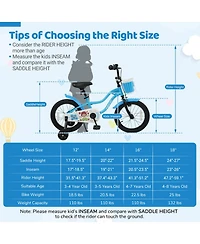 Sugift 18 Inch Adjustable Kids' Bike with Training Wheels, 132 lbs Capacity, Ages 4-8