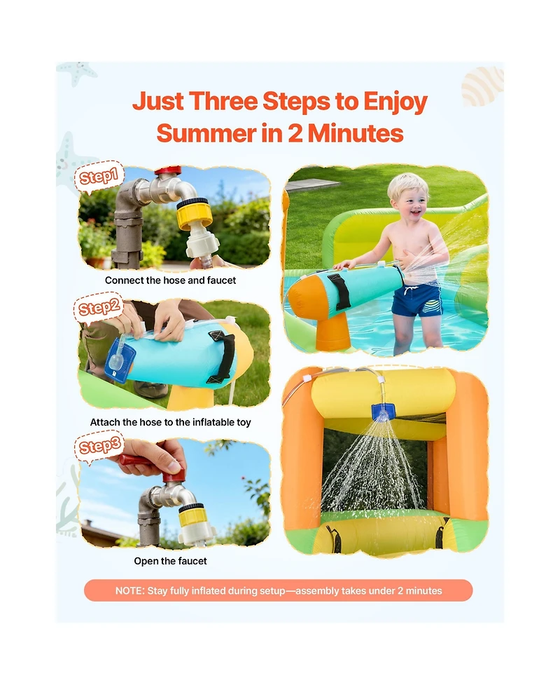 Sugift 13.3 x 11.4 Ft Inflatable Bounce House Water Slide with Climbing Wall and Splash Pool Ages 3 to 8