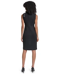 Karl Lagerfeld Paris Women's Mock Neck Bow Sleeveless Sheath Dress