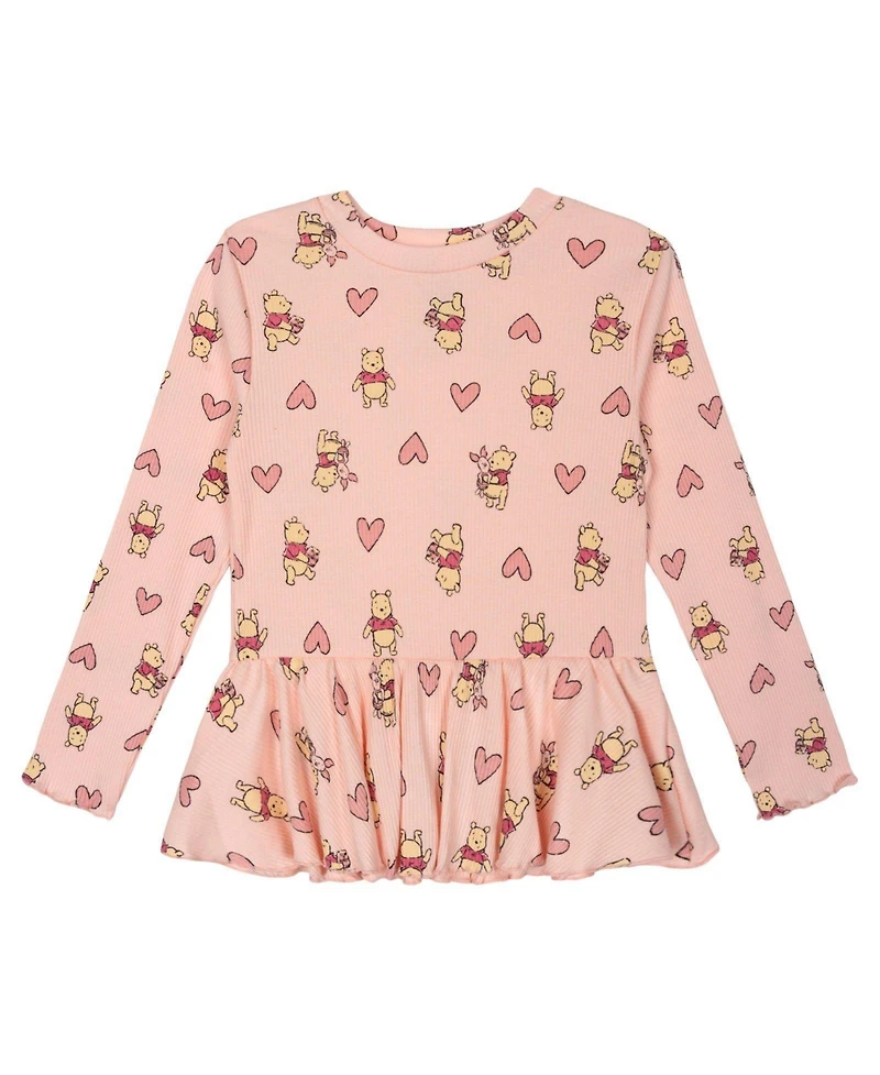 Winnie the Pooh Toddler Girls Ribbed Long Sleeve Tee and Pants Set
