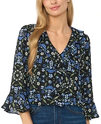 CeCe Women's Ruffled Long-Sleeve V-Neck Blouse