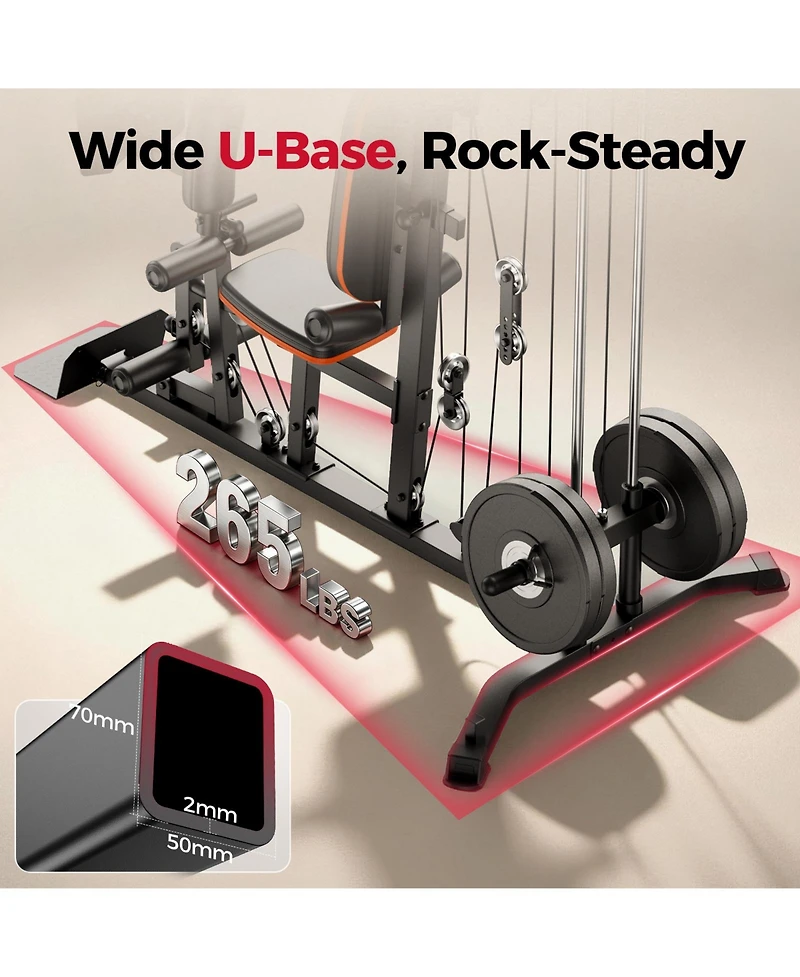 Fed Fitness MW5 Multifunctional Home Gym Station Aluminum Pulley Plate-Loaded Full-Body Workout Equipment (Weight Plates Not Included