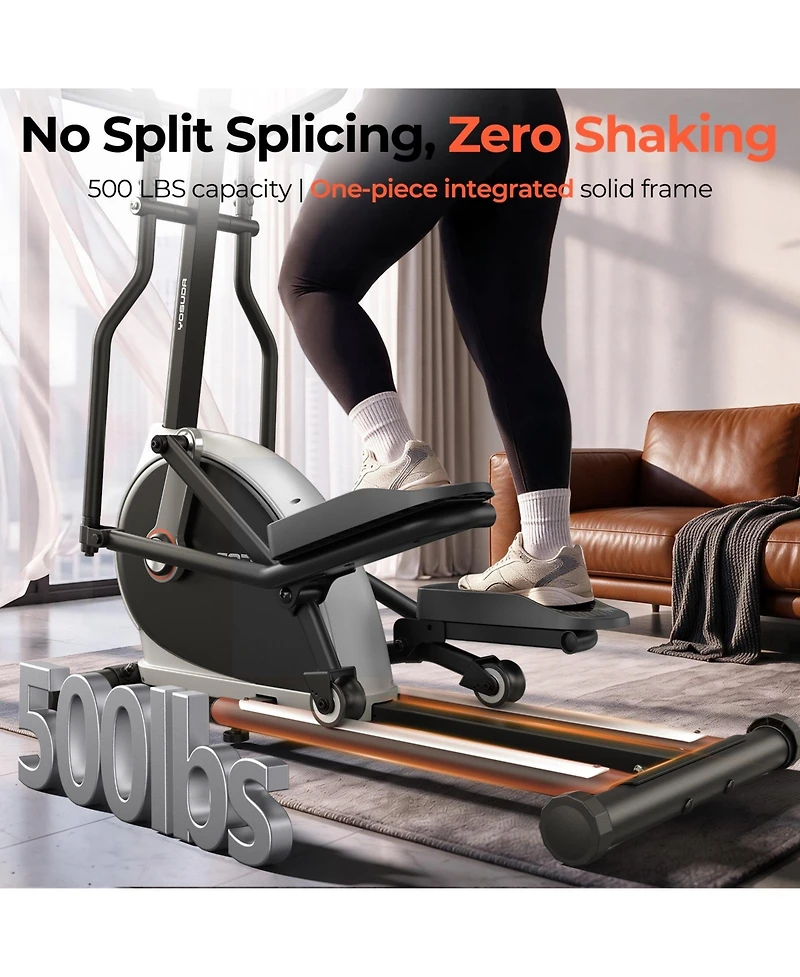 Fed Fitness Yosuda Magnetic Front Drive Elliptical 18.5" Stride, Adjustable Resistance Home Cardio Machine with Lcd and Non-Slip Pedals