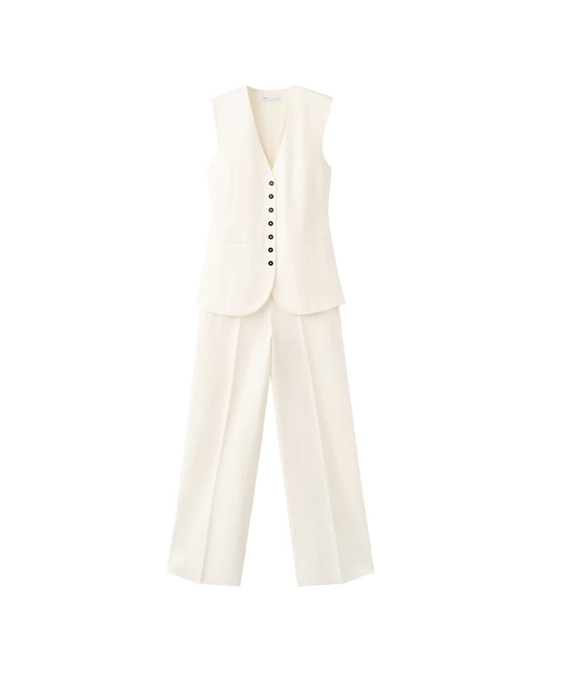 Mango Women's Linen-Blend Wide-Leg Sleeveless Jumpsuit