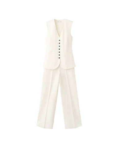 Mango Women's Linen-Blend Wide-Leg Sleeveless Jumpsuit