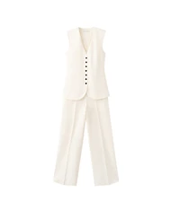 Mango Women's Linen-Blend Wide-Leg Sleeveless Jumpsuit