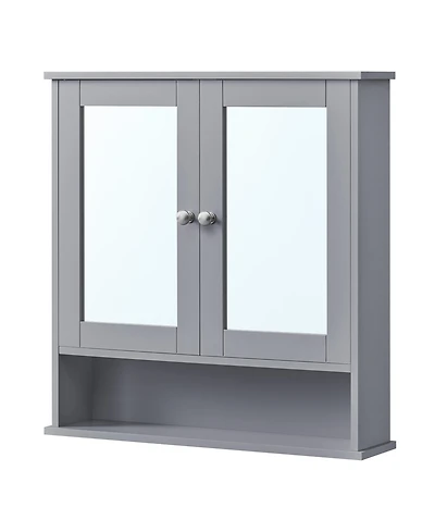 SongmicsHome Bathroom Cabinet with Mirror, Wall Cabinet with 2 Mirrored Doors, Adjustable Shelf, Open Compartment