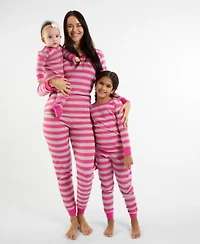 Leveret Matching Mommy Me Berry Chime Striped Cotton Pajamas