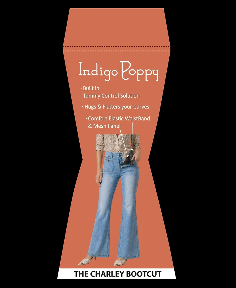 Indigo Poppy Women's High-Rise Tummy Tuck Bootcut Jeans