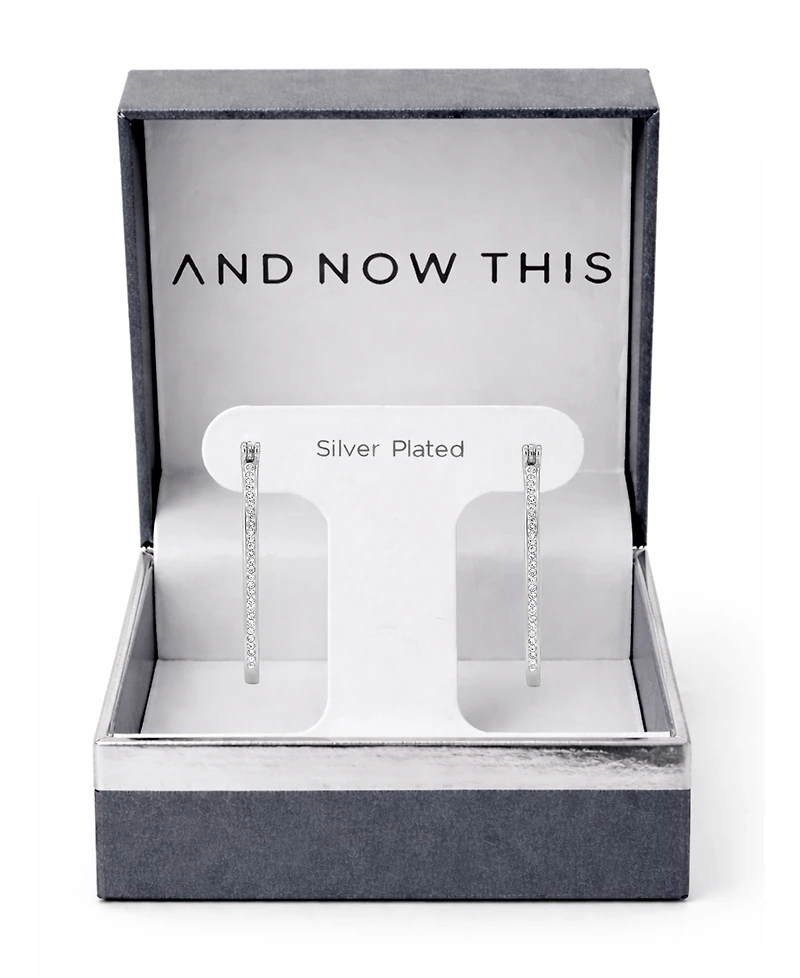 And Now This Crystal In & Out Oblong Hoop Earrings in Silver-Plate