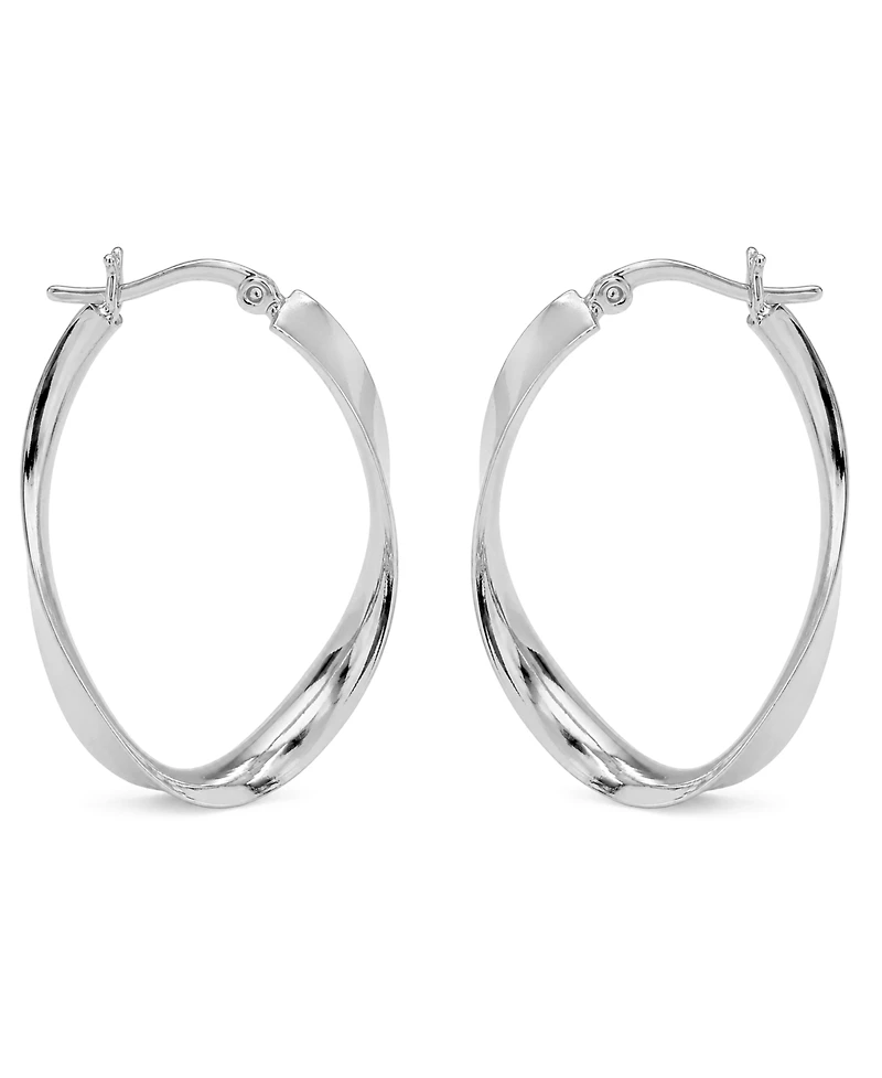 And Now This Polished Twist Medium Hoop Earrings in Silver-Plate