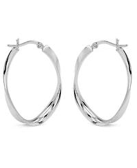 And Now This Polished Twist Medium Hoop Earrings in Silver-Plate