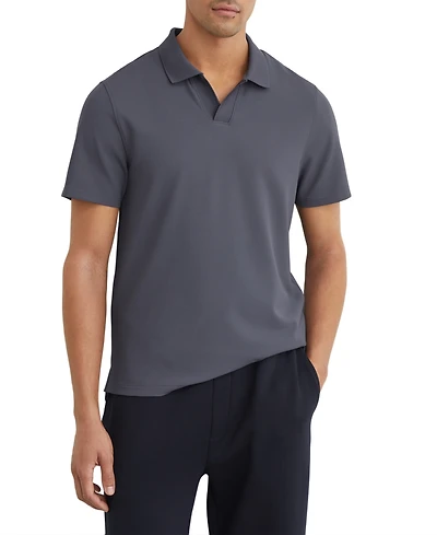 Reiss Men's Dover Slim-Fit Textured Open-Collar Polo Shirt