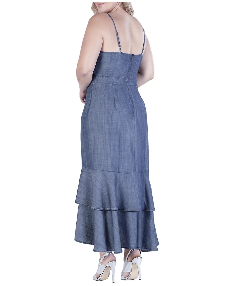Standards & Practices Women's Tencel High-Low Ruffle Hem Maxi Dress