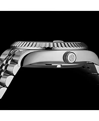 Stuhrling Datemaster Ii Men s Swiss Automatic 42mm Stainless Steel Watch, Dial, Fluted Bezel, Day & Date