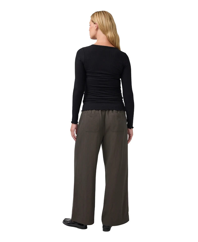 Ingrid + Isabel Maternity Over-Belly Wide-Leg High-Rise Pant