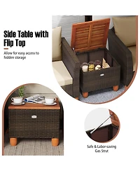 Gymax 3 Piece Patio Pe Wicker Furniture Set Outdoor Conversation Bistro Set with Cushions