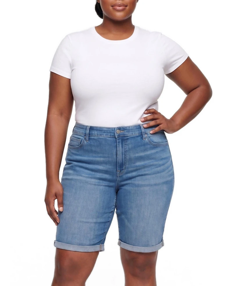 Torrid Plus Perfect High-Rise Denim Bermuda Shorts, 10" Inseam