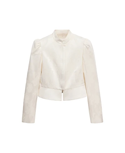 Mango Women's Slim-Fit Jacquard Band-Collar Jacket