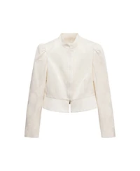 Mango Women's Slim-Fit Jacquard Band-Collar Jacket