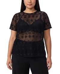 Torrid Plus Size Abbey Embroidered Mesh Scoop Neck Blouse