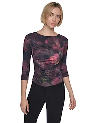 Dkny Petite Floral 3/4-Sleeve Blouse