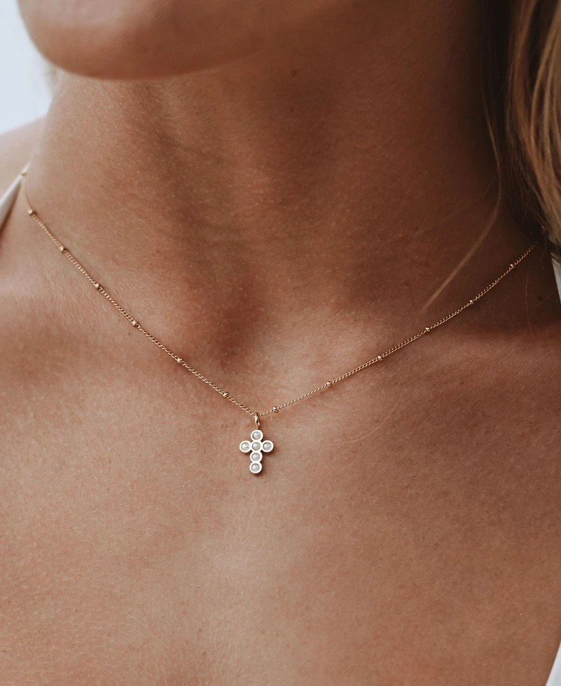 Atolea Pearl Cross Necklace