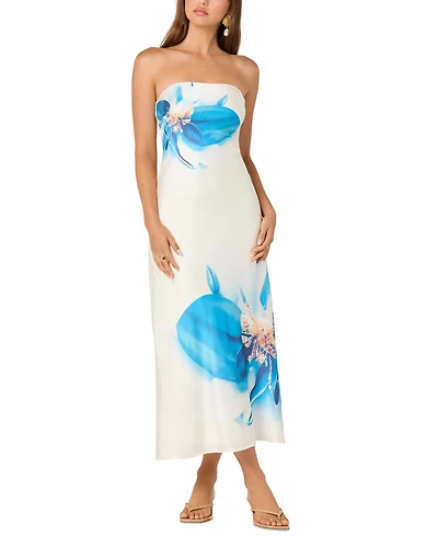 Astr the Label Women's Annabeth Printed Strapless Midi Dress