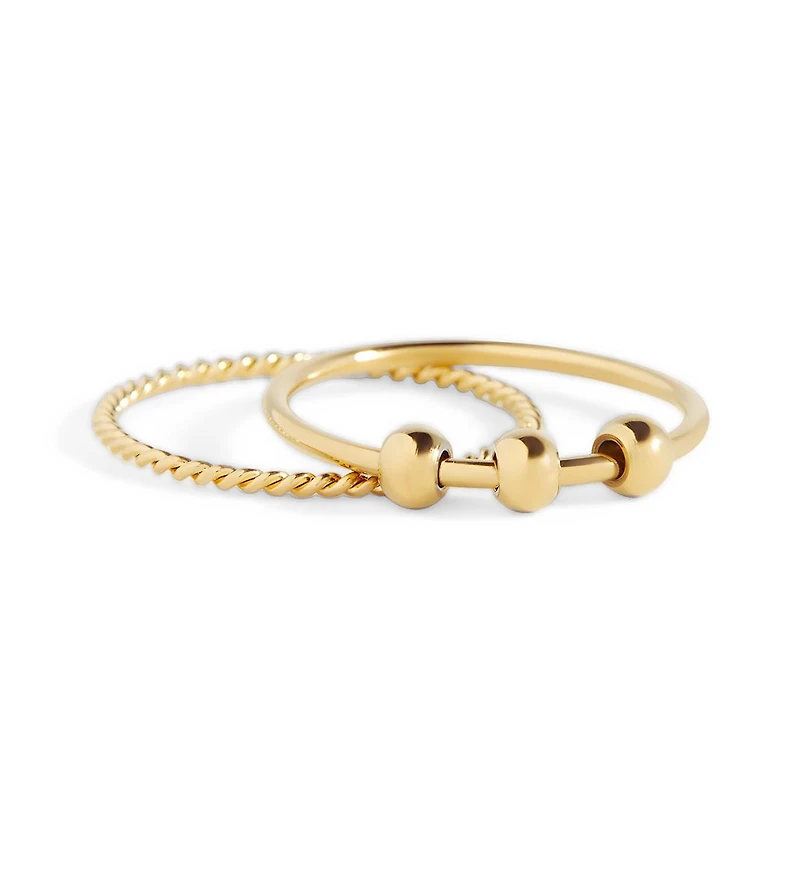 Mint & Lily Gold-Tone Fidget Beaded Stacking Rings, 2-Piece Set