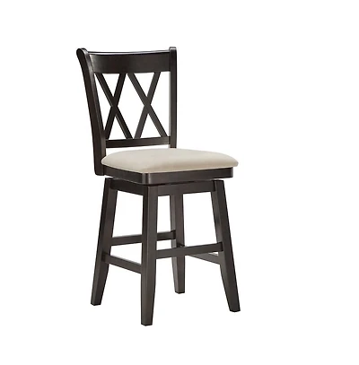 iNSPIRE Q Lea Cross Swivel Counter Stool with Linen Seat