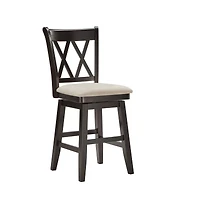 iNSPIRE Q Lea Cross Swivel Counter Stool with Linen Seat
