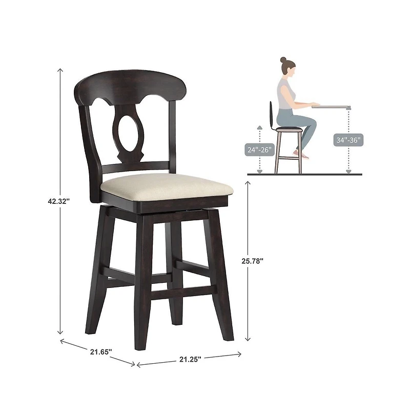 iNSPIRE Q Lea Oval Swivel Counter Stool with Linen Seat