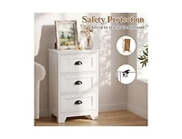 3 Drawers End Storage Wood Side Nightstand