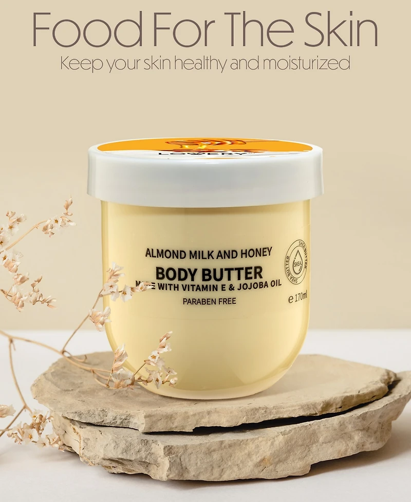 Lovery Almond Milk and Honey Whipped Body Butter, 2-Pack Body Care Set