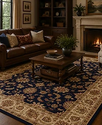 Closeout! Km Home 1592/1080/Navy Pesaro Blue 3'3" x 4'11" Area Rug