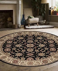 Closeout! Km Home 1592/1015/Black Pesaro Black 5'3" x 5'3" Round Area Rug