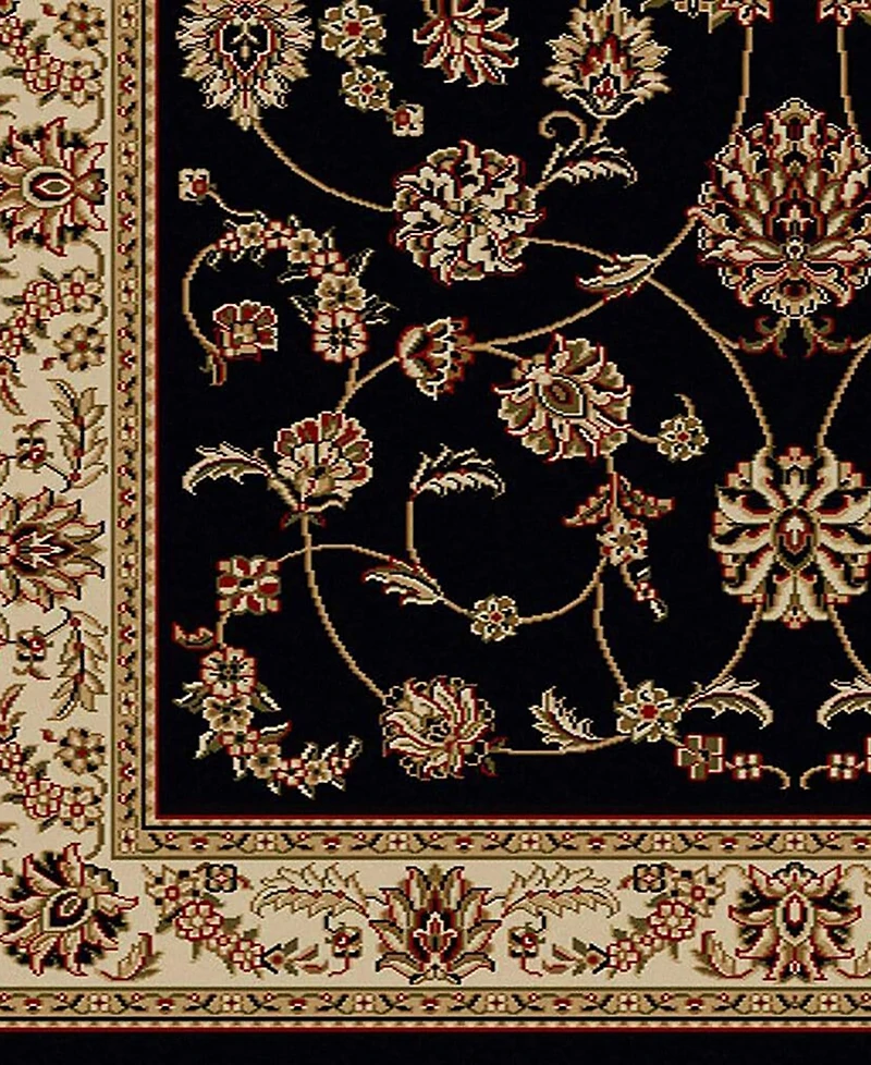 Closeout! Km Home 1596/1314/Black Pesaro Black 2'2" x 7'7" Runner Rug