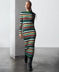 Theophilio | Macy's Women's Long-Sleeve Ribbed Striped Sweater Dress, Exclusive
