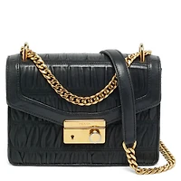 Pre-Owned Prada Gaufre Ruched-Leather Chain Shoulder Bag