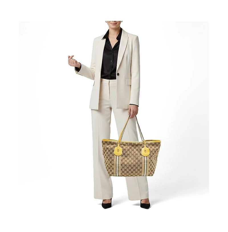 Pre-Owned Gucci Women's Jolie Gg Canvas and Patent Leather Tote