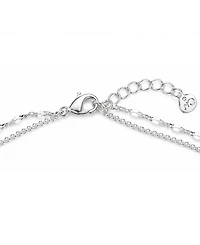 And Now This Double Row Cubic Zirconia Hamsa Hand and Evil Eye Anklet in Silver Plate