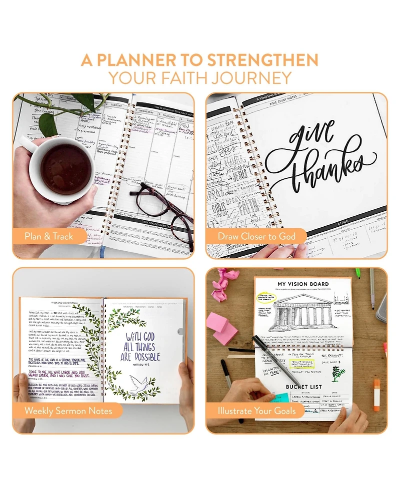 Danrong Daily Planner Faith Based Monthly Weekly Habit Tracker Devotional Journal Organizer