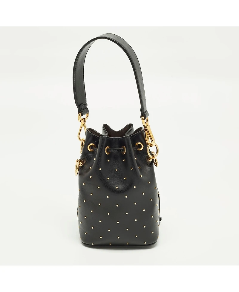 Pre-Owned Fendi Women's Mon Tresor Mini Studded Leather Bucket Bag